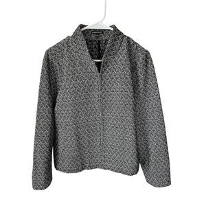 Eileen Fisher Women's Black Geometric Zip-Up Jacket Size M Casual